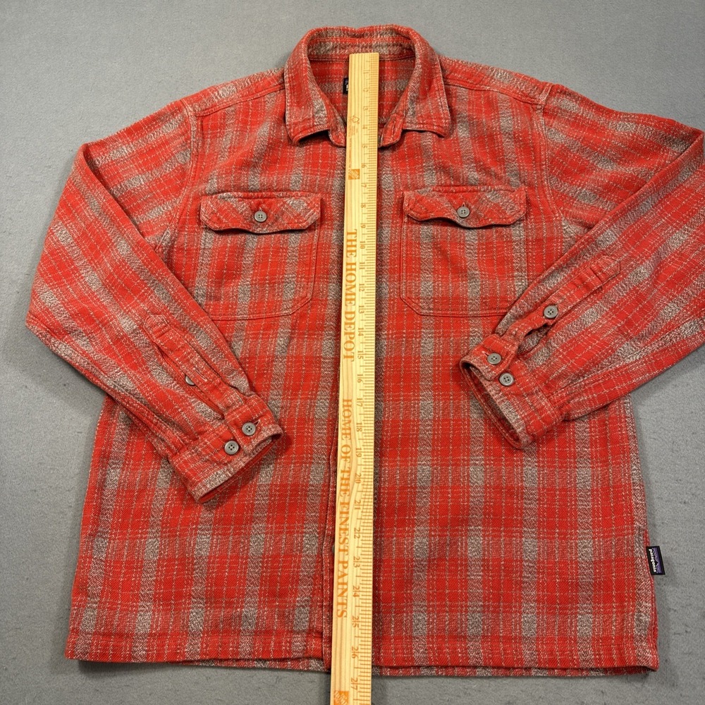 Patagonia Shirt Women MED Organic Fjord Flannel Work Casual FLAP POCKETS RED GRY - Picture 5 of 9